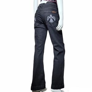 Thunderbird flare jeans bird rhinestone pockets size 29 gray jeans pants